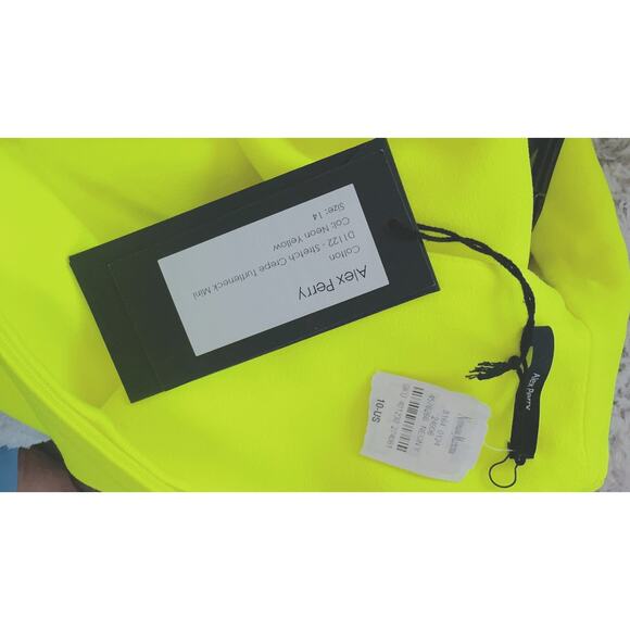 ALEX PERRY Colton Turtleneck Mini Dress Neon Yellow UK14/US10 - Picture 6 of 8